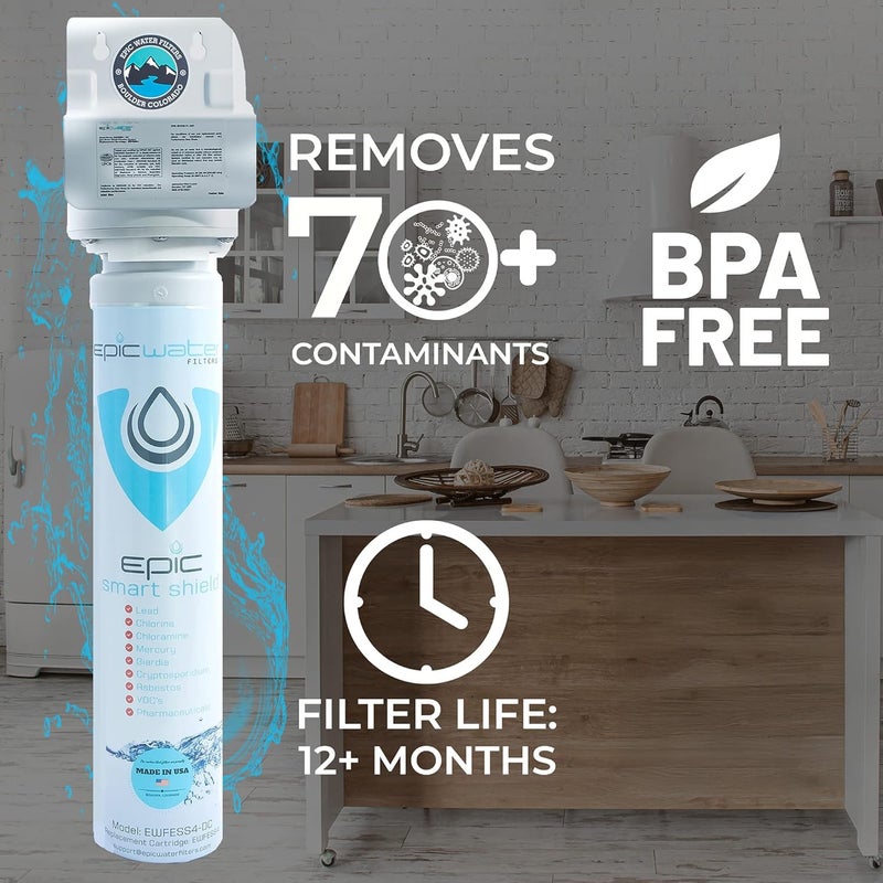 Epic Water Filters Smart Shield. Under Sink Water Filter, Inline NSF 53 Water Filter. Direct Connect DIY Install for Under Sink. Tap Water Filtration System. No Water Wasted - Image 2